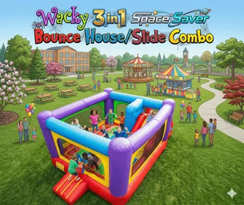 Wacky 3 in 1 Space Saver Bounce House/Slide Combo