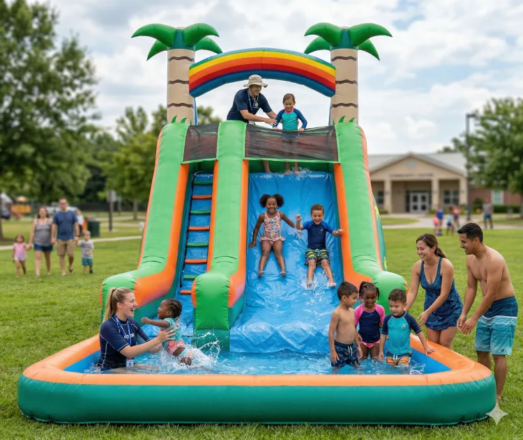 24' 2 Lane Slide Slip Slide in Pool