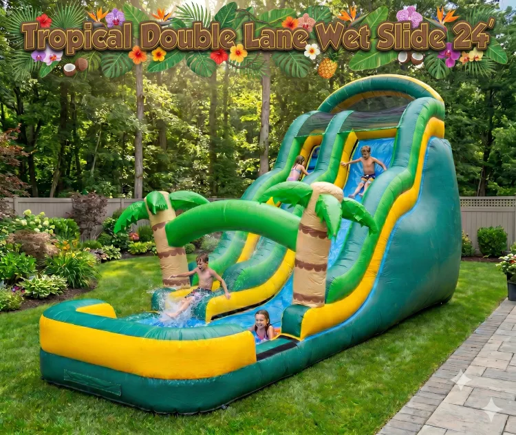 Tropical Double Lane Wet Slide 24'