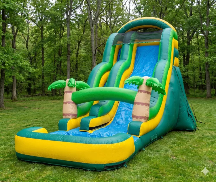 21' Palm Tree Wild Double Jump Dry Slide