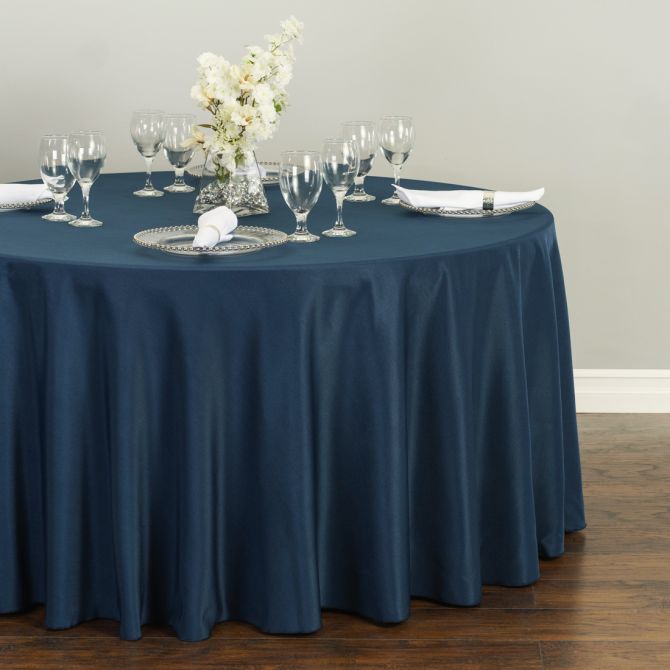 108 Round Navy Blue Tablecloth