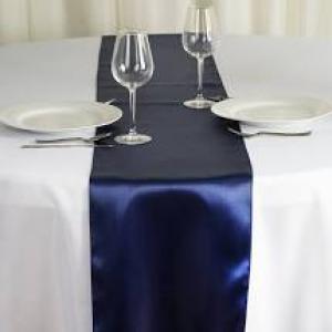Navy Blue Satin Runner