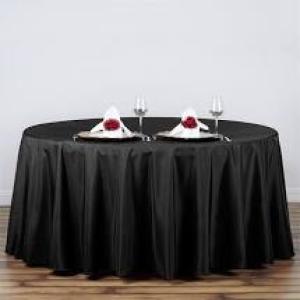 90 Round Black Polyester Tablecloth