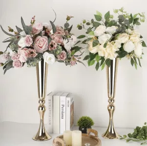Gold Trumpet vases (no florals)